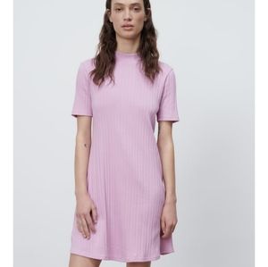 Zara Pink Ribbed Short Dress